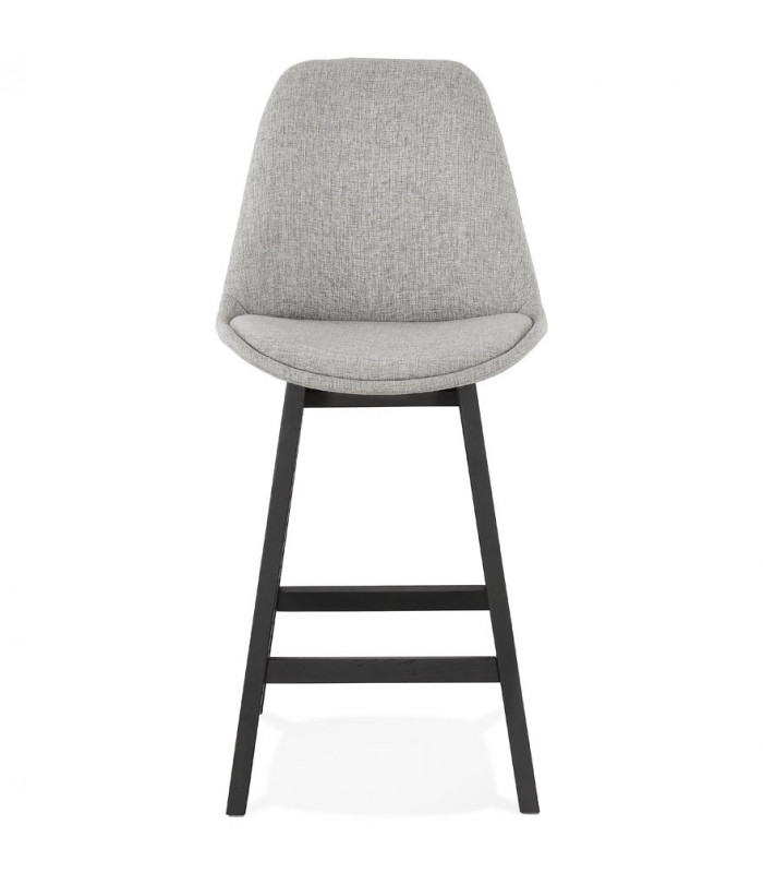 Tabouret de bar design gris en tissu et bois Leila Mini