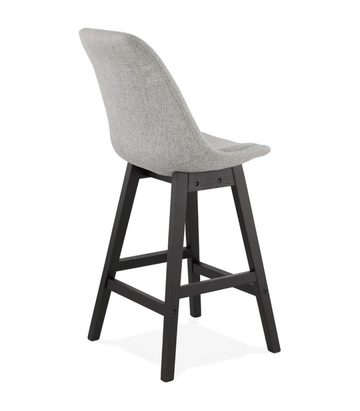 Tabouret de bar design gris en tissu et bois Leila Mini