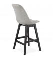 Tabouret de bar design gris en tissu et bois Leila Mini
