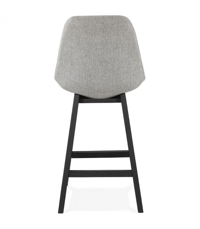 Tabouret de bar design gris en tissu et bois Leila Mini