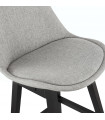 Tabouret de bar design gris en tissu et bois Leila Mini