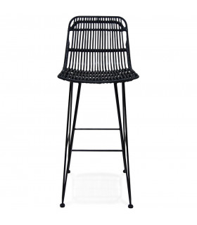 Tabouret de bar design noir en bois et métal Giamatti