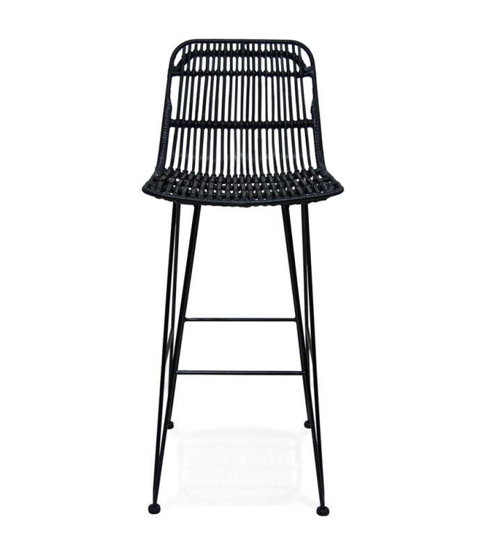 Tabouret de bar design noir en bois et métal Giamatti