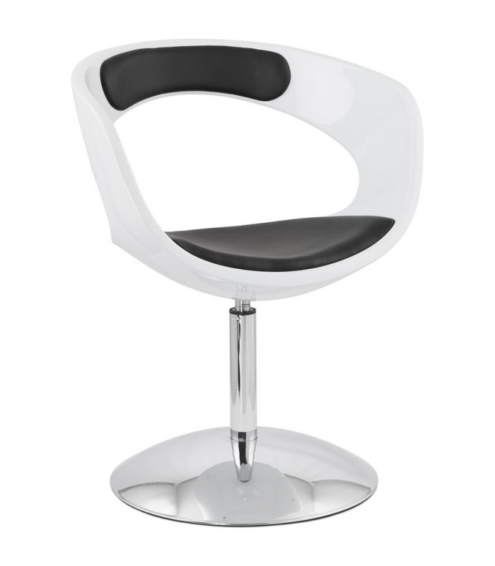 Fauteuil design blanc en plastique et similicuir Fiennes