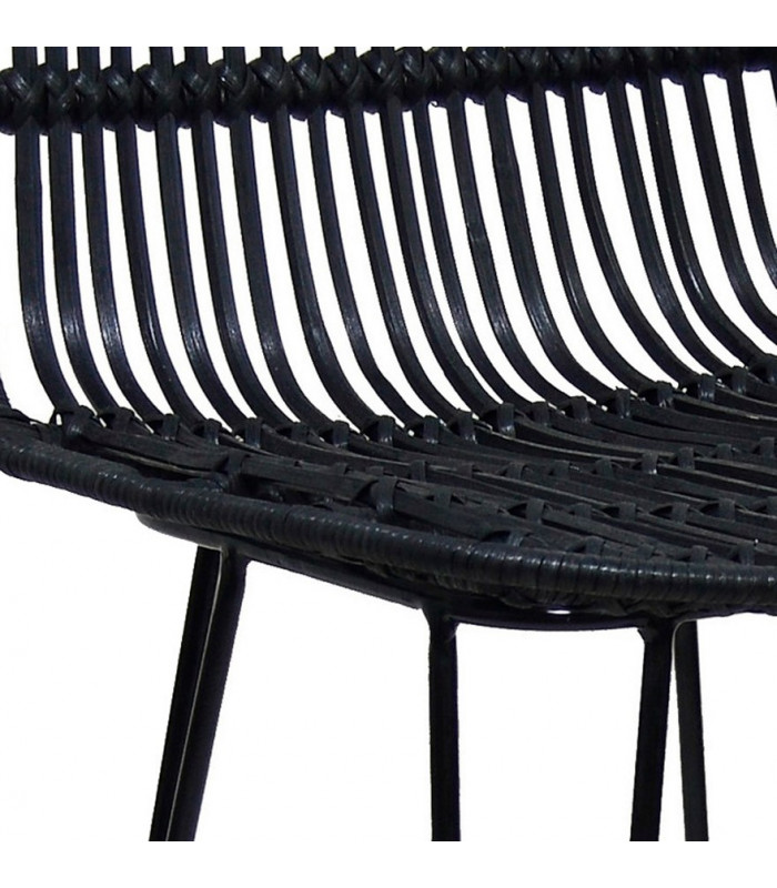 Tabouret de bar design noir en bois et métal Giamatti