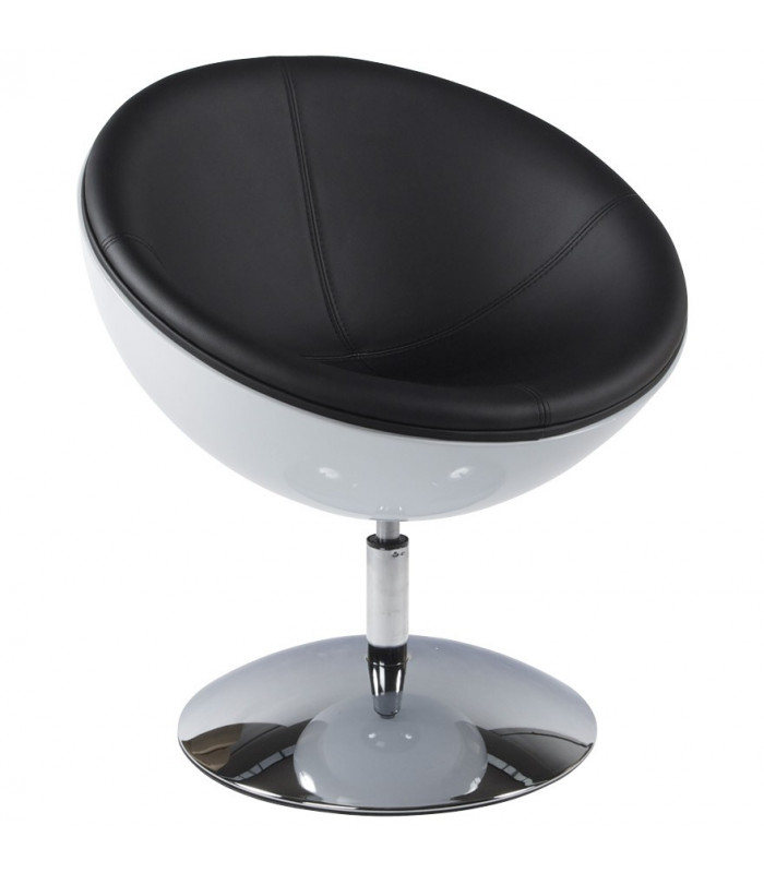 Fauteuil design blanc en plastique et similicuir Moro