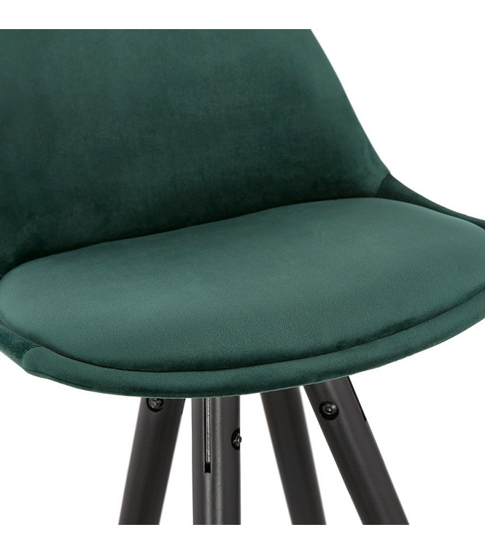 Tabouret de bar design vert en tissu et bois Blaine Mini