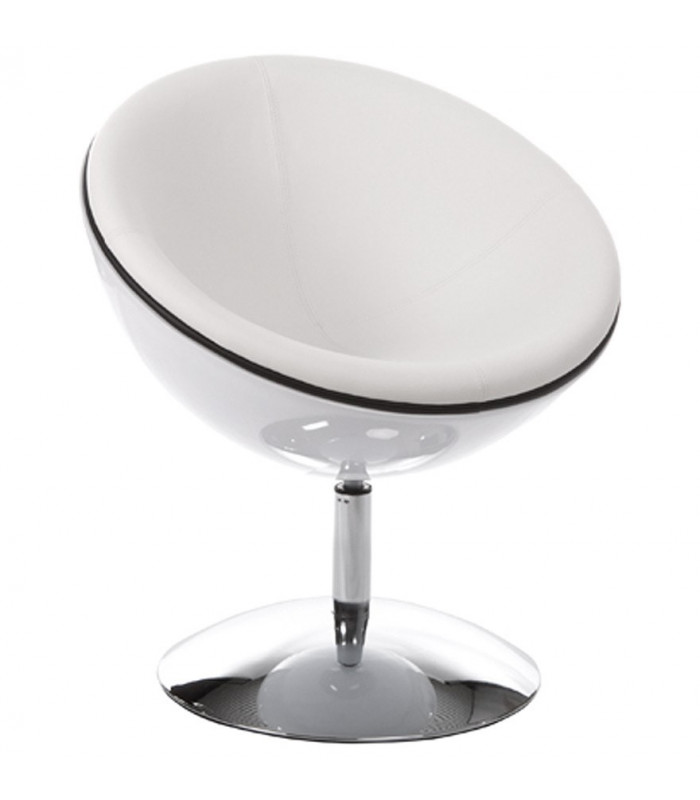 Fauteuil design blanc en plastique et similicuir Moro