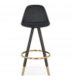Tabouret de bar design noir en tissu et bois Blaine Mini