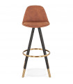 Tabouret de bar design marron en tissu et bois Ayres