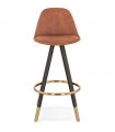 Tabouret de bar design marron en tissu et bois Ayres Mini