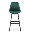 Tabouret de bar design vert en tissu et bois Alvah