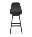 Tabouret de bar design noir en tissu et bois Alvah
