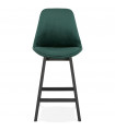 Tabouret de bar design vert en tissu et bois Alvah Mini