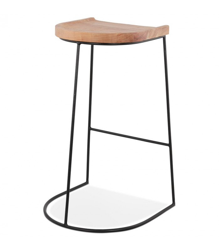Tabouret de bar design naturel en bois et métal Jak