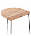Tabouret de bar design naturel en bois et métal Jak