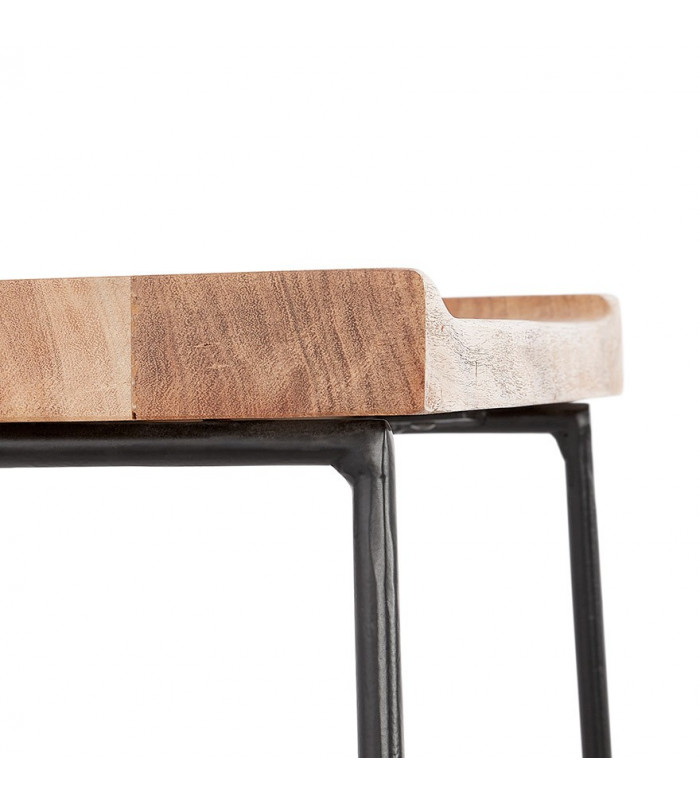 Tabouret de bar design naturel en bois et métal Jak