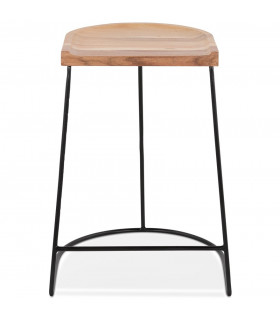 Tabouret de bar design naturel en bois et métal Jak Mini