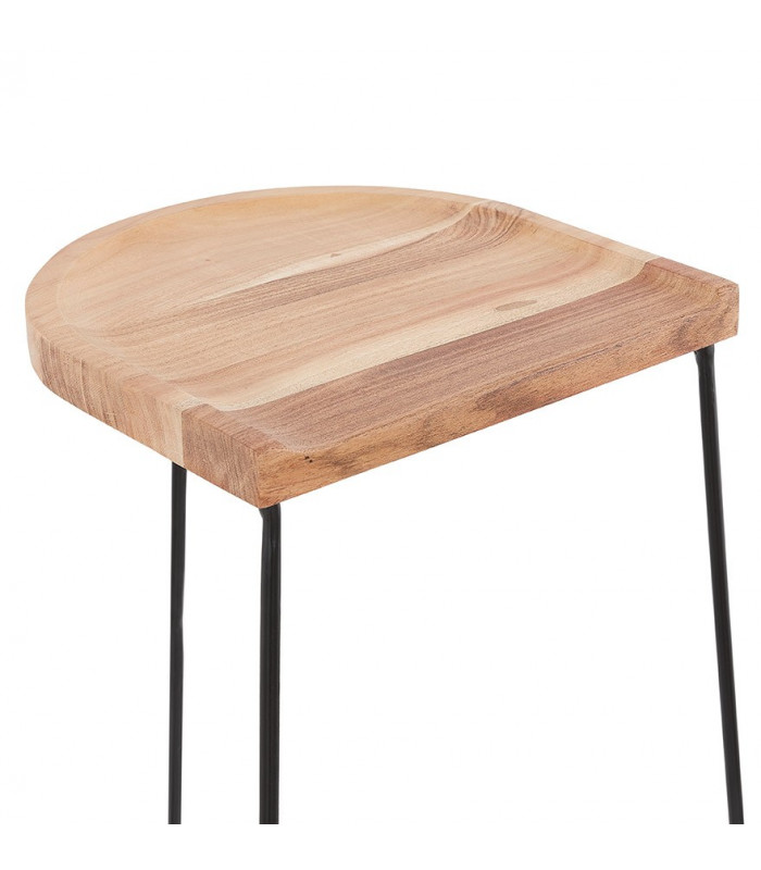 Tabouret de bar design naturel en bois et métal Jak Mini