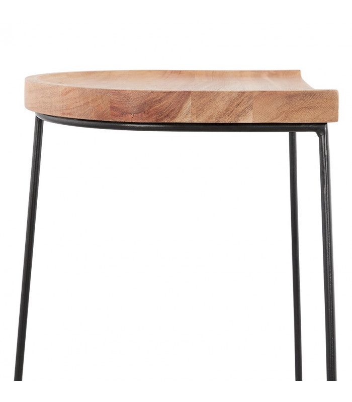 Tabouret de bar design naturel en bois et métal Jak Mini