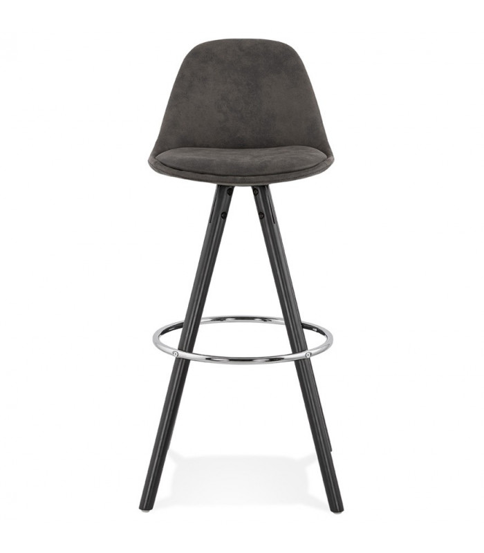Tabouret de bar design gris foncé en tissu et bois Adagio