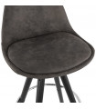 Tabouret de bar design gris foncé en tissu et bois Adagio
