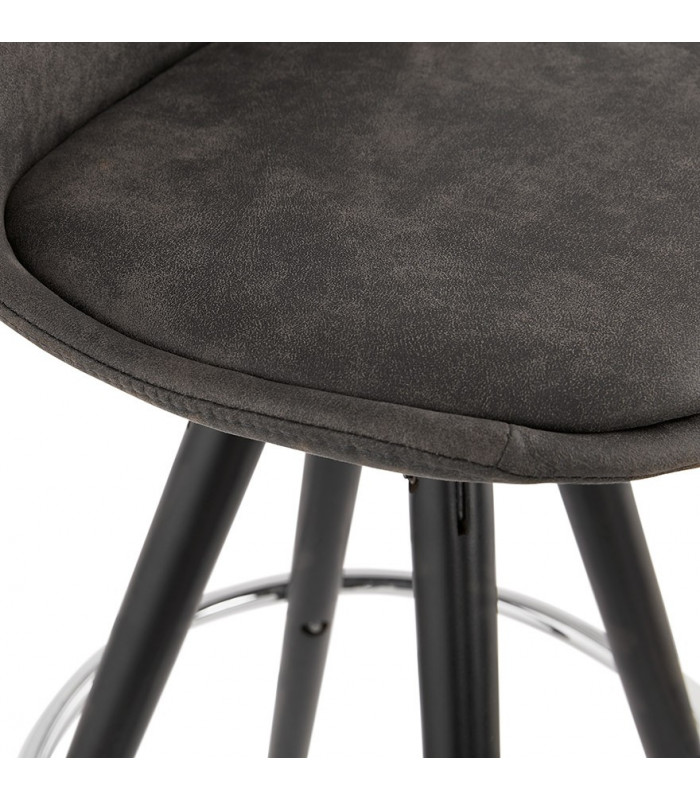 Tabouret de bar design gris foncé en tissu et bois Adagio