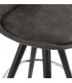 Tabouret de bar design gris foncé en tissu et bois Adagio