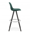 Tabouret de bar design vert en tissu et bois Darna