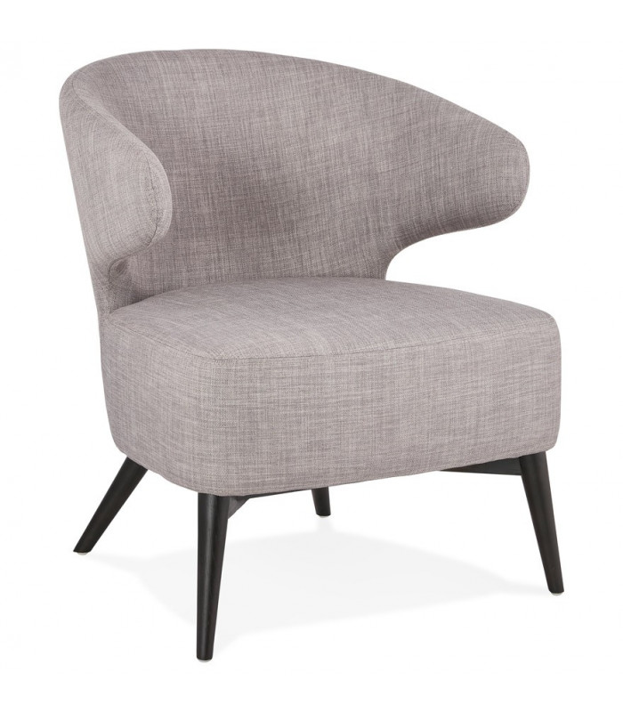 Fauteuil design gris en tissu et bois Icarus