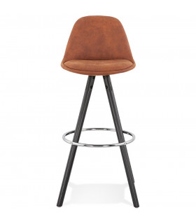 Tabouret de bar design marron en tissu et bois Adagio