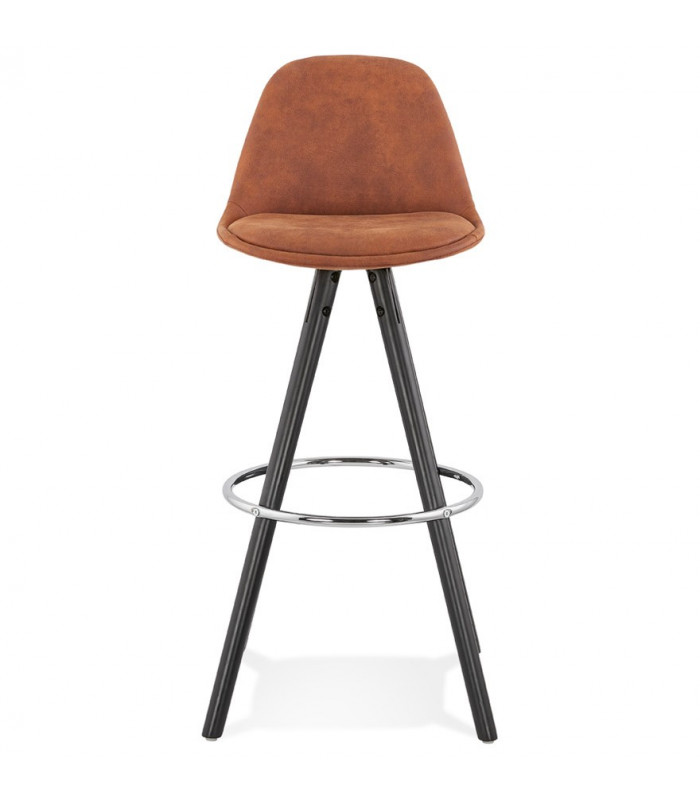 Tabouret de bar design marron en tissu et bois Adagio