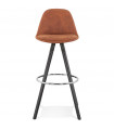 Tabouret de bar design marron en tissu et bois Adagio