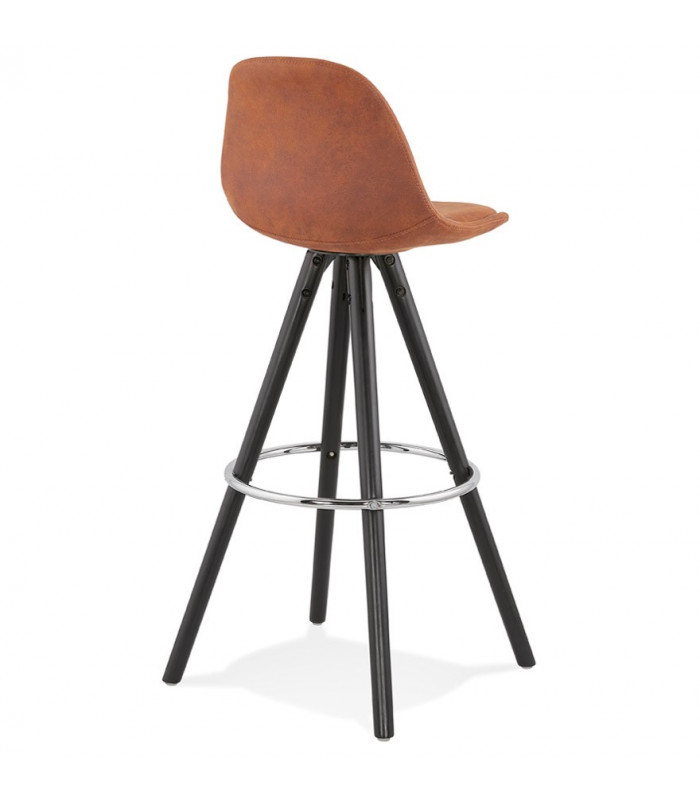 Tabouret de bar design marron en tissu et bois Adagio