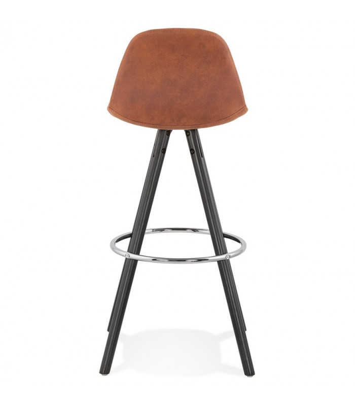 Tabouret de bar design marron en tissu et bois Adagio