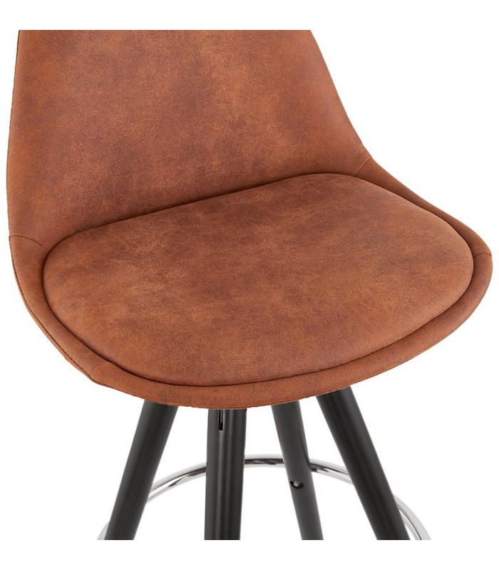 Tabouret de bar design marron en tissu et bois Adagio