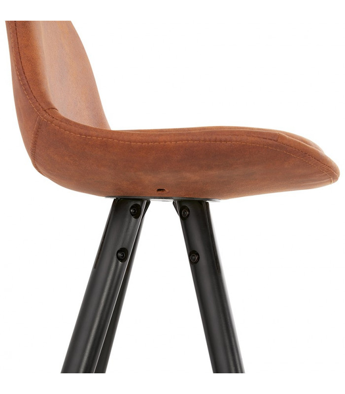 Tabouret de bar design marron en tissu et bois Adagio