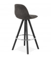 Tabouret de bar design gris foncé en tissu et bois Adagio Mini 65
