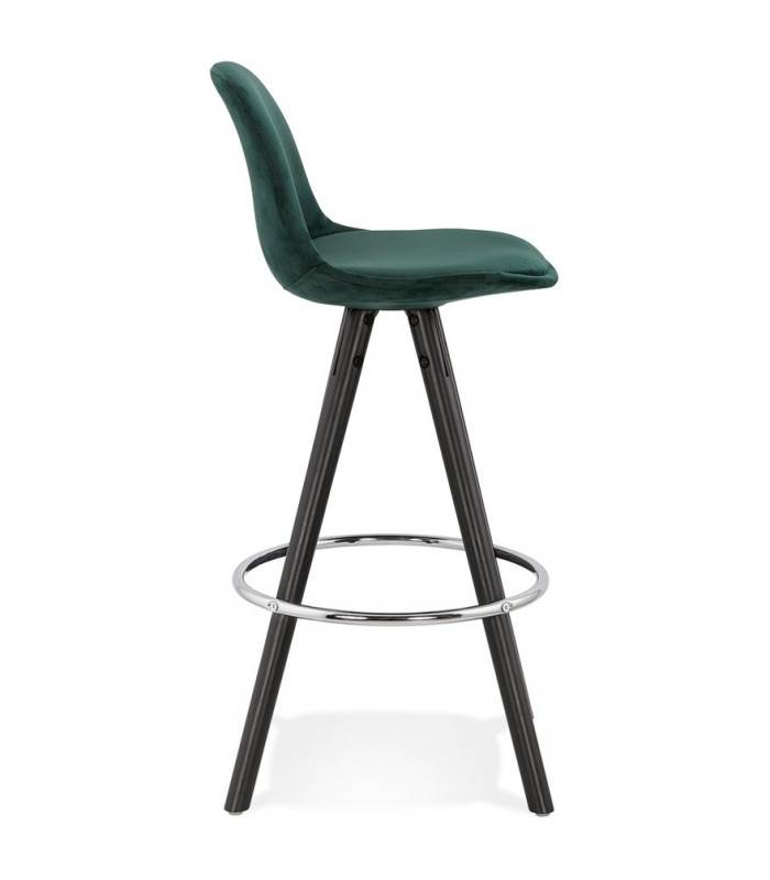 Tabouret de bar design vert en tissu et bois Darna Mini 65