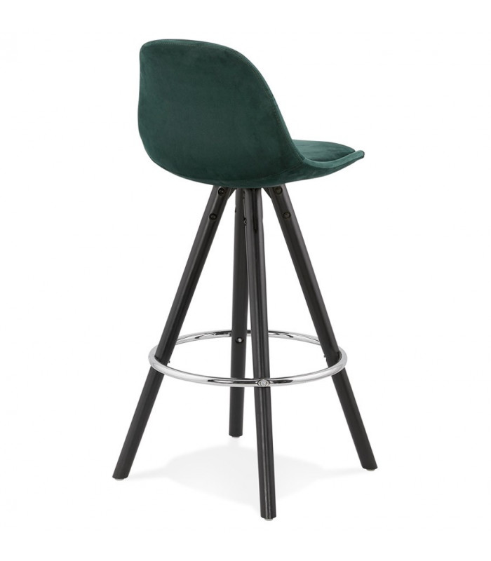 Tabouret de bar design vert en tissu et bois Darna Mini 65