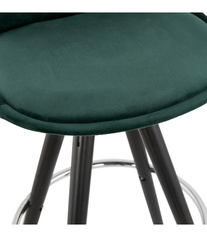 Tabouret de bar design vert en tissu et bois Darna Mini 65