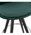 Tabouret de bar design vert en tissu et bois Darna Mini 65