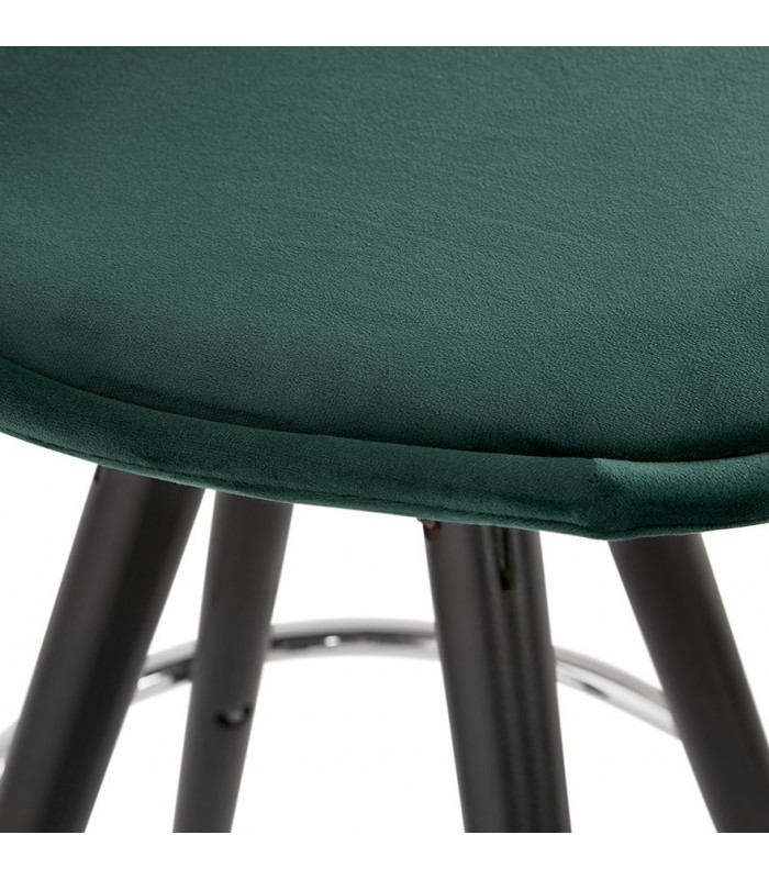Tabouret de bar design vert en tissu et bois Darna Mini 65