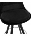 Tabouret de bar design noir en tissu et bois Darna Mini 65