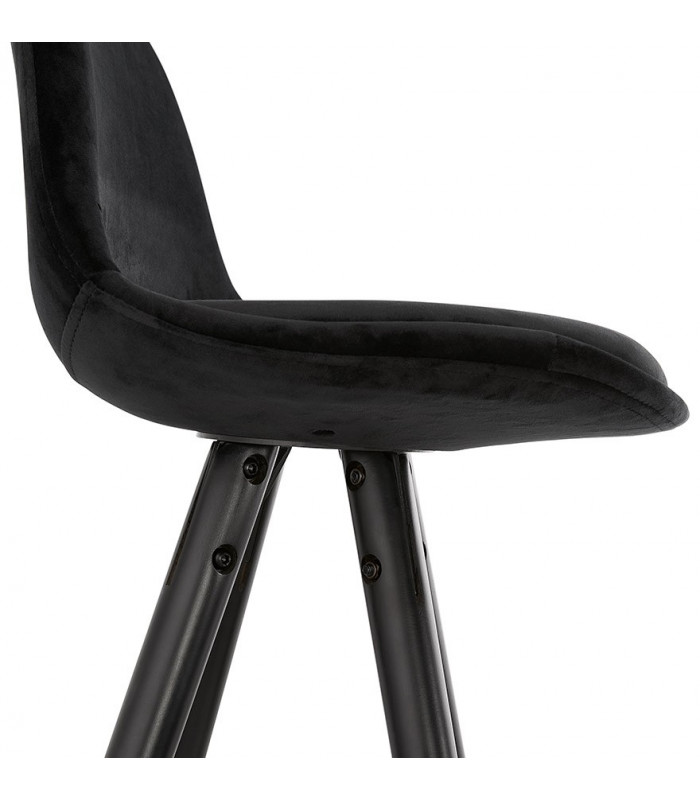 Tabouret de bar design noir en tissu et bois Darna Mini 65