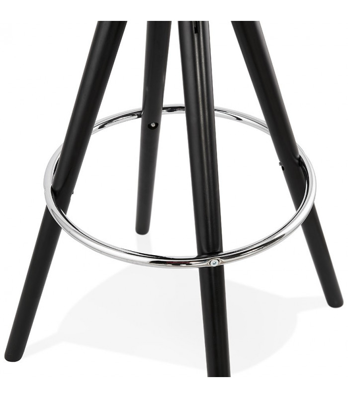 Tabouret de bar design noir en tissu et bois Darna Mini 65