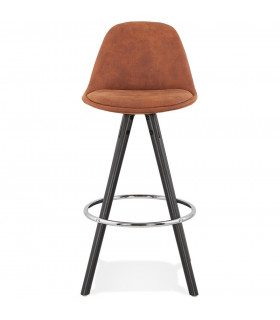 Tabouret de bar design marron en tissu et bois Adagio Mini 65