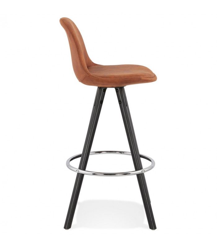 Tabouret de bar design marron en tissu et bois Adagio Mini 65