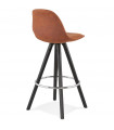 Tabouret de bar design marron en tissu et bois Adagio Mini 65