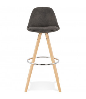 Tabouret de bar design gris foncé en tissu et bois Adagio